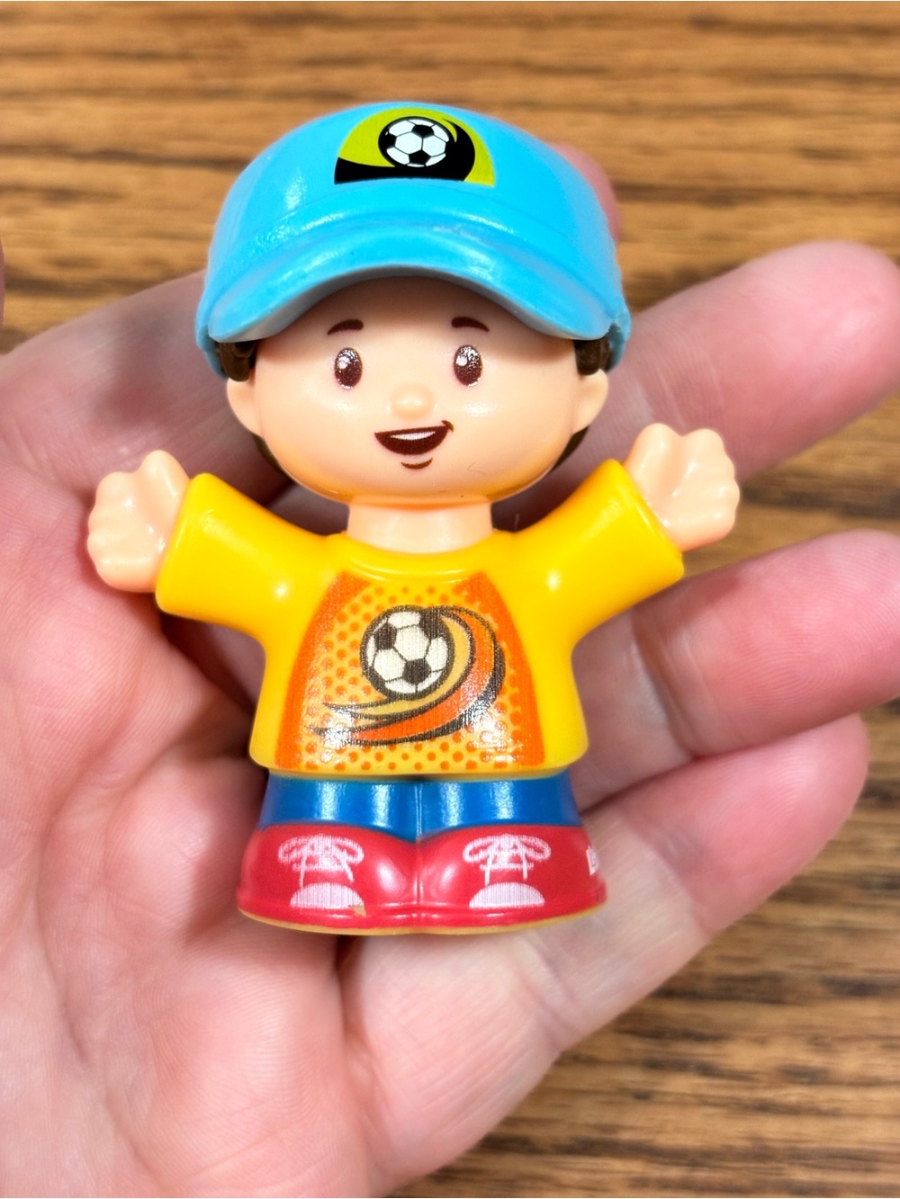 FISHER PRICE Little People Jack Soccer Player Blue Hat Figure Toy 2016 Mattel